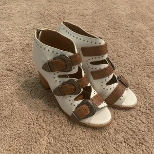 white booties with buckles